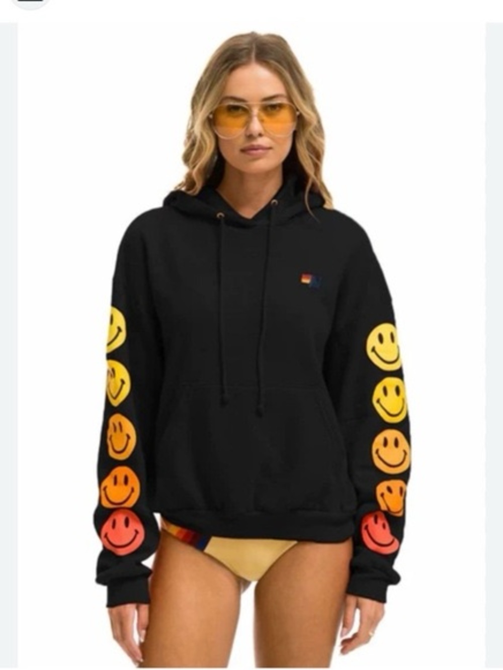 Aviator Nation Smiley Sunset Hoodie Black S